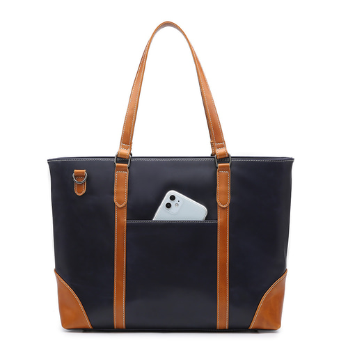 トートバッグ レザー 本革 ネイビー キャメル A4 ビジネストート