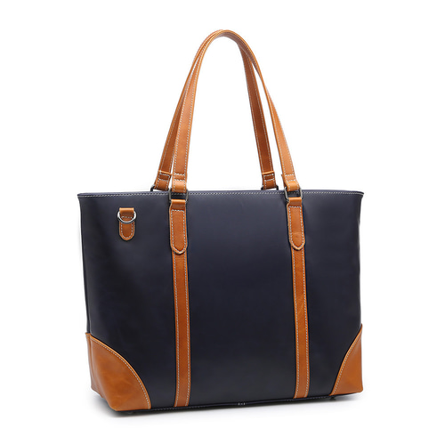 トートバッグ レザー 本革 ネイビー キャメル A4 ビジネストート