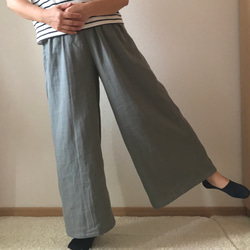 ダブルガーゼ　ワイドパンツ（ミッドグレー）　〜ふわふわ柔らか　国産ガーゼ・綿100%〜 9枚目の画像