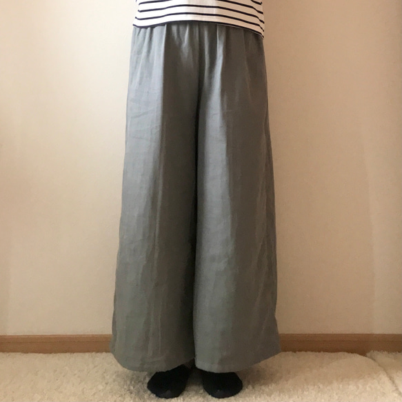 ダブルガーゼ　ワイドパンツ（ミッドグレー）　〜ふわふわ柔らか　国産ガーゼ・綿100%〜 6枚目の画像