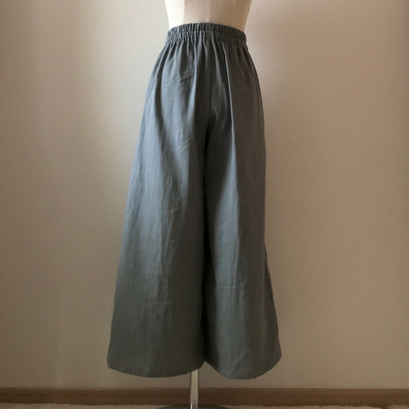 ダブルガーゼ　ワイドパンツ（ミッドグレー）　〜ふわふわ柔らか　国産ガーゼ・綿100%〜 3枚目の画像