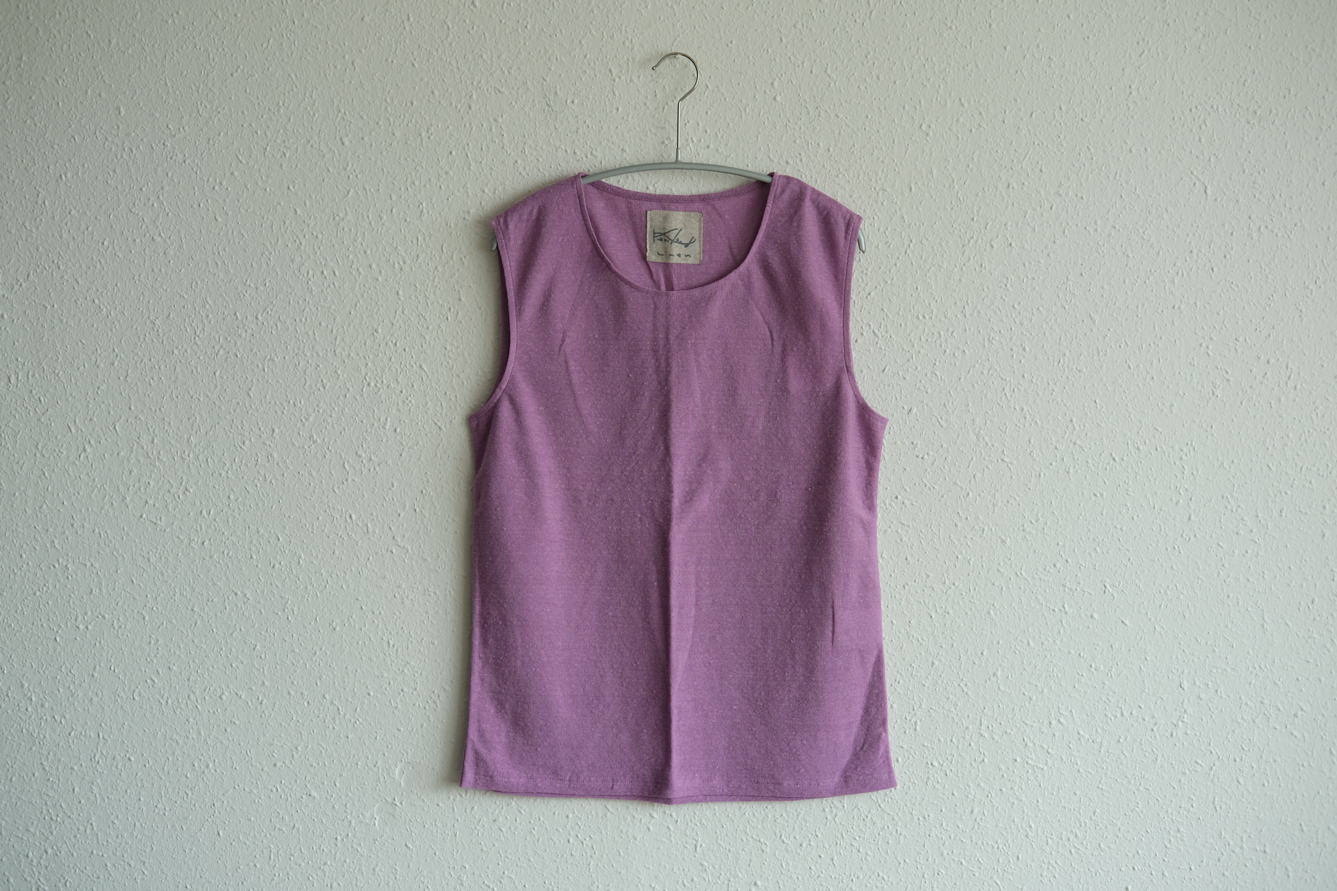 【再入荷】リネンコットンアンダーウェア　ノースリーブ（モーブ）［レディース3サイズ］