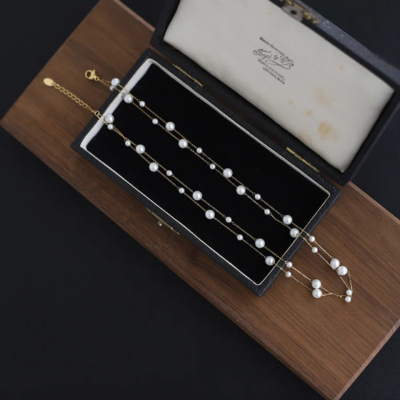 【今だけ10％OFF】金属アレルギー対応 2連パールネックレス R7N013 10枚目の画像