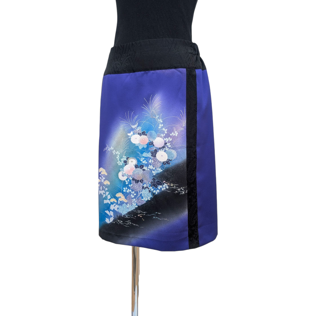 着物リメイクスカート：ロイヤルブルー／2507s01