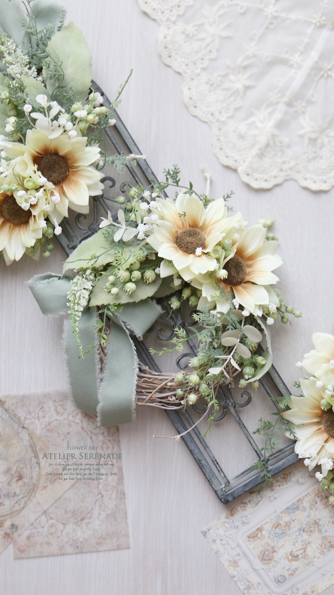 涼やか向日葵のナチュラルリース -Sweet Sunflower