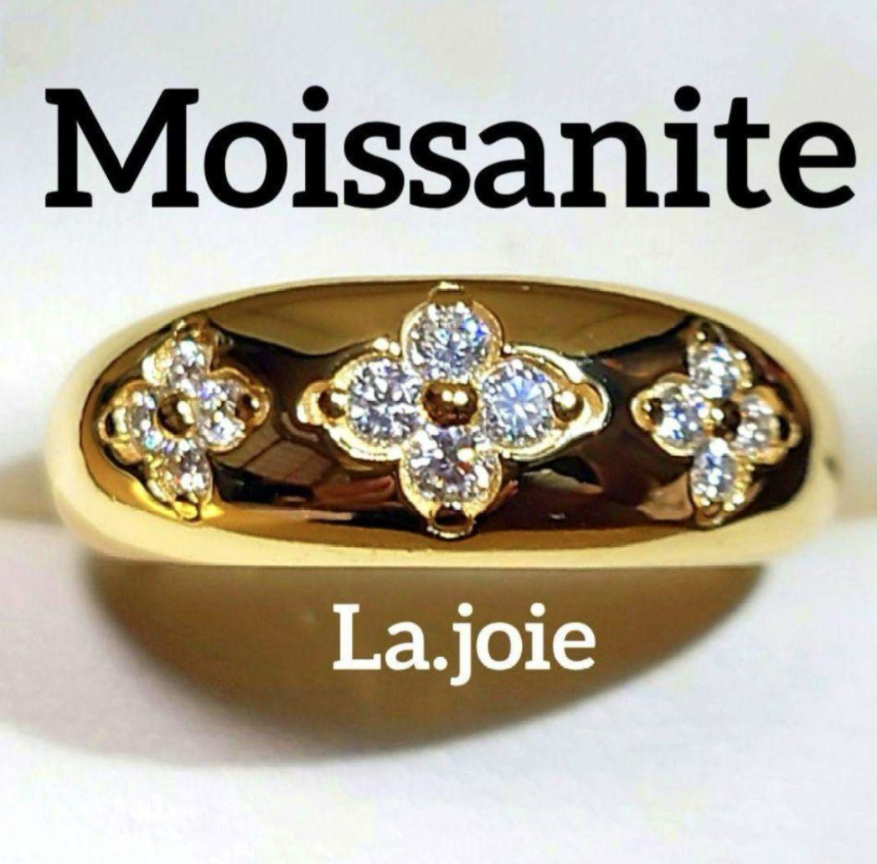 最高品質 GOLD モアサナイト clover 人工ダイヤ リング