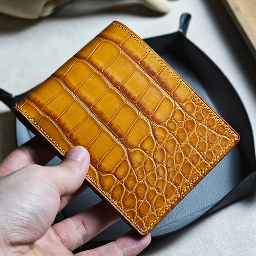 ワニ革使用2つ折り財布 手縫い商品 二つ折り財布 TOKYO BESPOKE