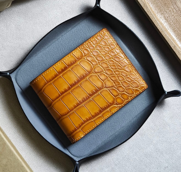 手縫い革財布 ハンドメイド クロコダイル・ハーフウォレット