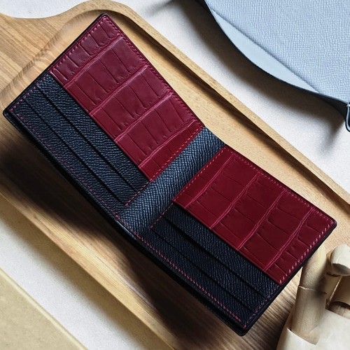 ワニ革手縫ウォレット ワニ革使用2つ折り財布 手縫い商品 二つ折り財布 TOKYO BESPOKE