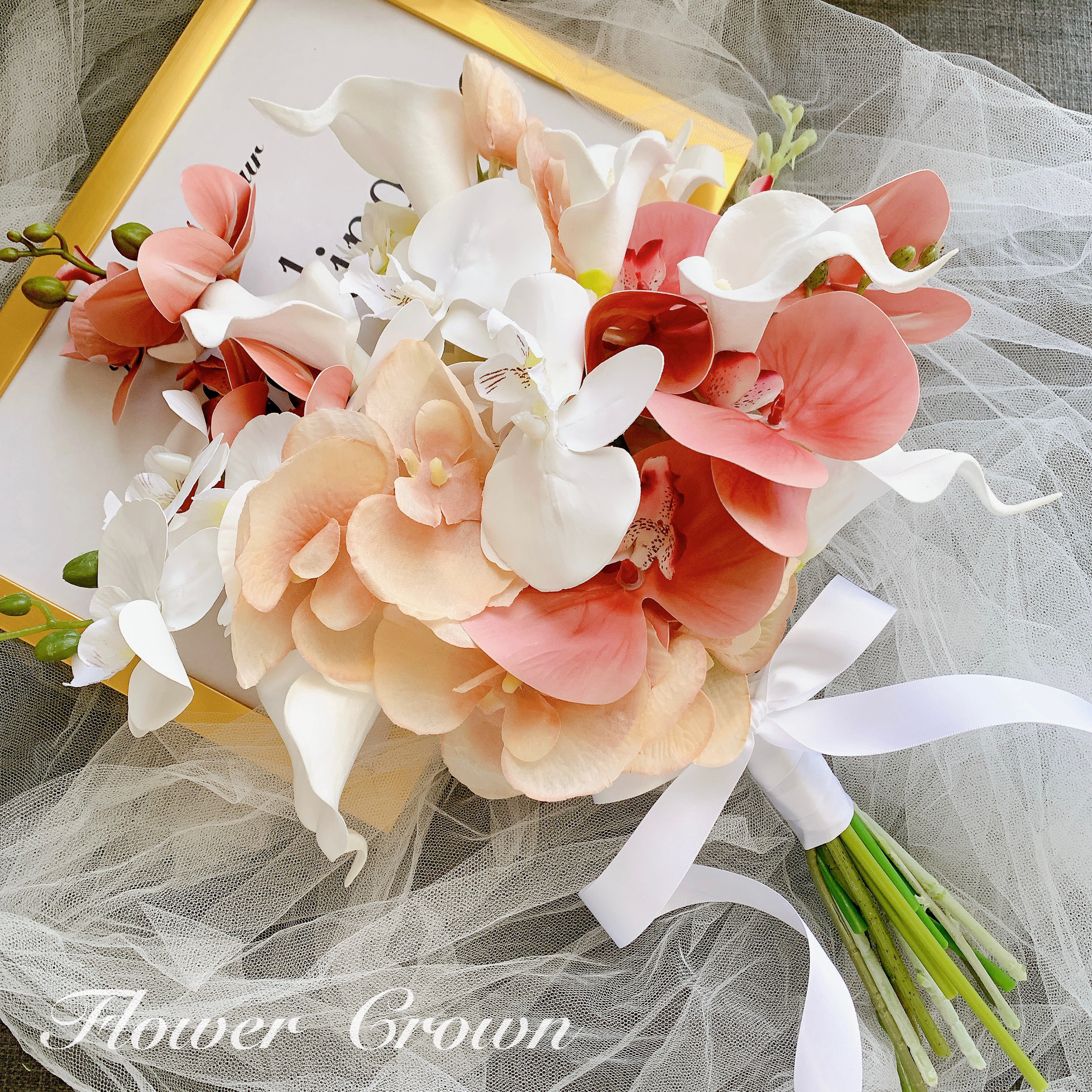 クラッチブーケ アーティフィシャルフラワーブーケ 結婚式 ウエディングブーケ 和装 和婚 胡蝶蘭