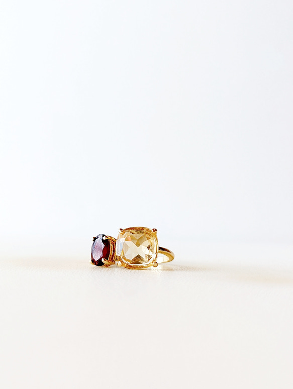 シトリン　リング　ガーネット　リング　天然石　リング　天然石　指輪　フリーサイズリング　誕生石　ギフト　石　可愛い 4枚目の画像