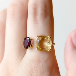 シトリン　リング　ガーネット　リング　天然石　リング　天然石　指輪　フリーサイズリング　誕生石　ギフト　石　可愛い 6枚目の画像