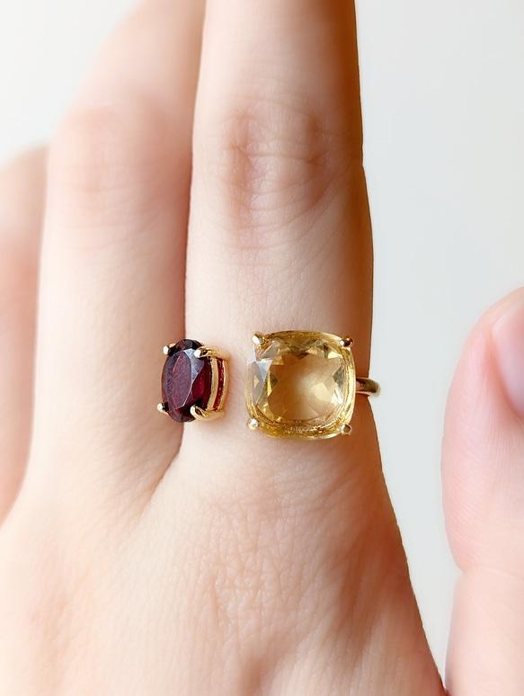 シトリン　リング　ガーネット　リング　天然石　リング　天然石　指輪　フリーサイズリング　誕生石　ギフト　石　可愛い 6枚目の画像