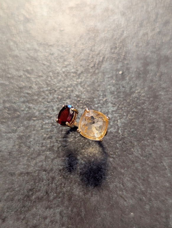 シトリン　リング　ガーネット　リング　天然石　リング　天然石　指輪　フリーサイズリング　誕生石　ギフト　石　可愛い 1枚目の画像