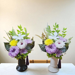 《仏花》プリザーブドフラワー/花器の色選択可能/一対購入可能/クリアケース無料/4つの特典 16枚目の画像