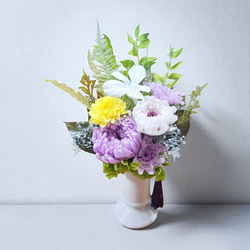《仏花》プリザーブドフラワー/花器の色選択可能/一対購入可能/クリアケース無料/4つの特典 12枚目の画像
