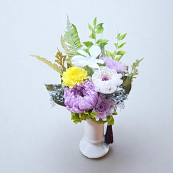《仏花》プリザーブドフラワー/花器の色選択可能/一対購入可能/クリアケース無料/4つの特典 7枚目の画像