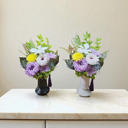 《仏花》プリザーブドフラワー/花器の色選択可能/一対購入可能/クリアケース無料/4つの特典 4枚目の画像