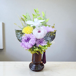 《仏花》プリザーブドフラワー/花器の色選択可能/一対購入可能/クリアケース無料/4つの特典 15枚目の画像