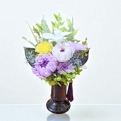 《仏花》プリザーブドフラワー/花器の色選択可能/一対購入可能/クリアケース無料/4つの特典 8枚目の画像