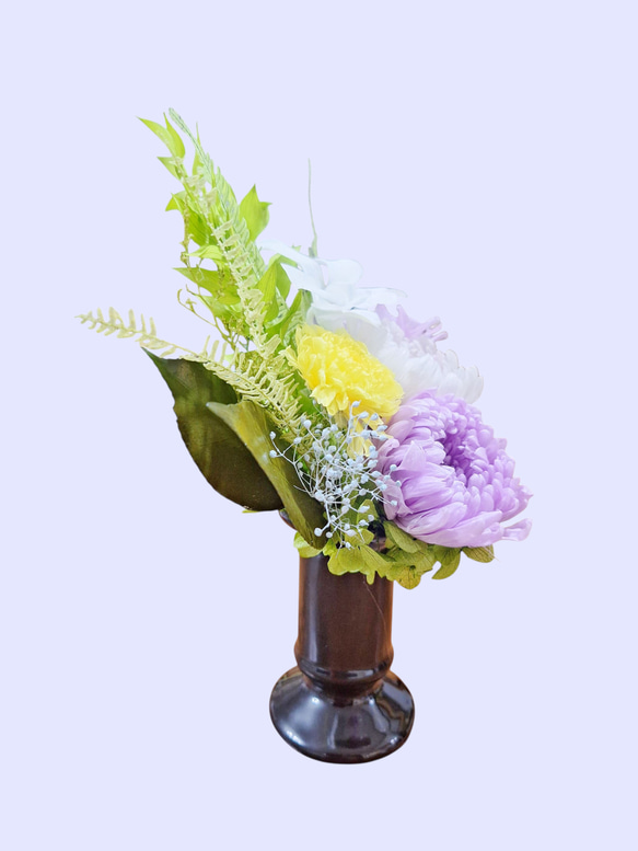 《仏花》プリザーブドフラワー/花器の色選択可能/一対購入可能/クリアケース無料/4つの特典 10枚目の画像