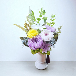 《仏花》プリザーブドフラワー/花器の色選択可能/一対購入可能/クリアケース無料/4つの特典 5枚目の画像