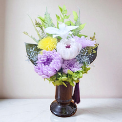 《仏花》プリザーブドフラワー/花器の色選択可能/一対購入可能/クリアケース無料/4つの特典 13枚目の画像