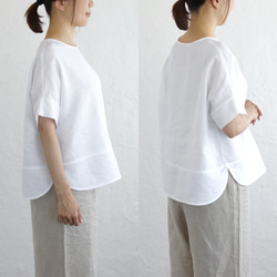 大人のTシャツに。リネンのワイドプルオーバーブラウス（ホワイト）TP34. 5枚目の画像