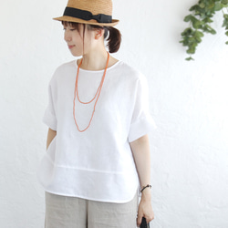 大人のTシャツに。リネンのワイドプルオーバーブラウス（ホワイト）TP34. 2枚目の画像