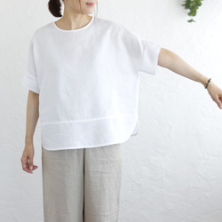 大人のTシャツに。リネンのワイドプルオーバーブラウス（ホワイト）TP34. 11枚目の画像