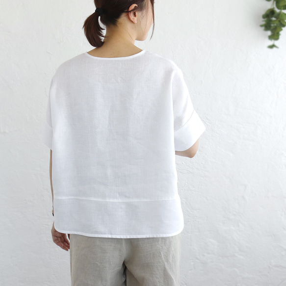 大人のTシャツに。リネンのワイドプルオーバーブラウス（ホワイト）TP34. 4枚目の画像