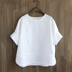 大人のTシャツに。リネンのワイドプルオーバーブラウス（ホワイト）TP34. 13枚目の画像