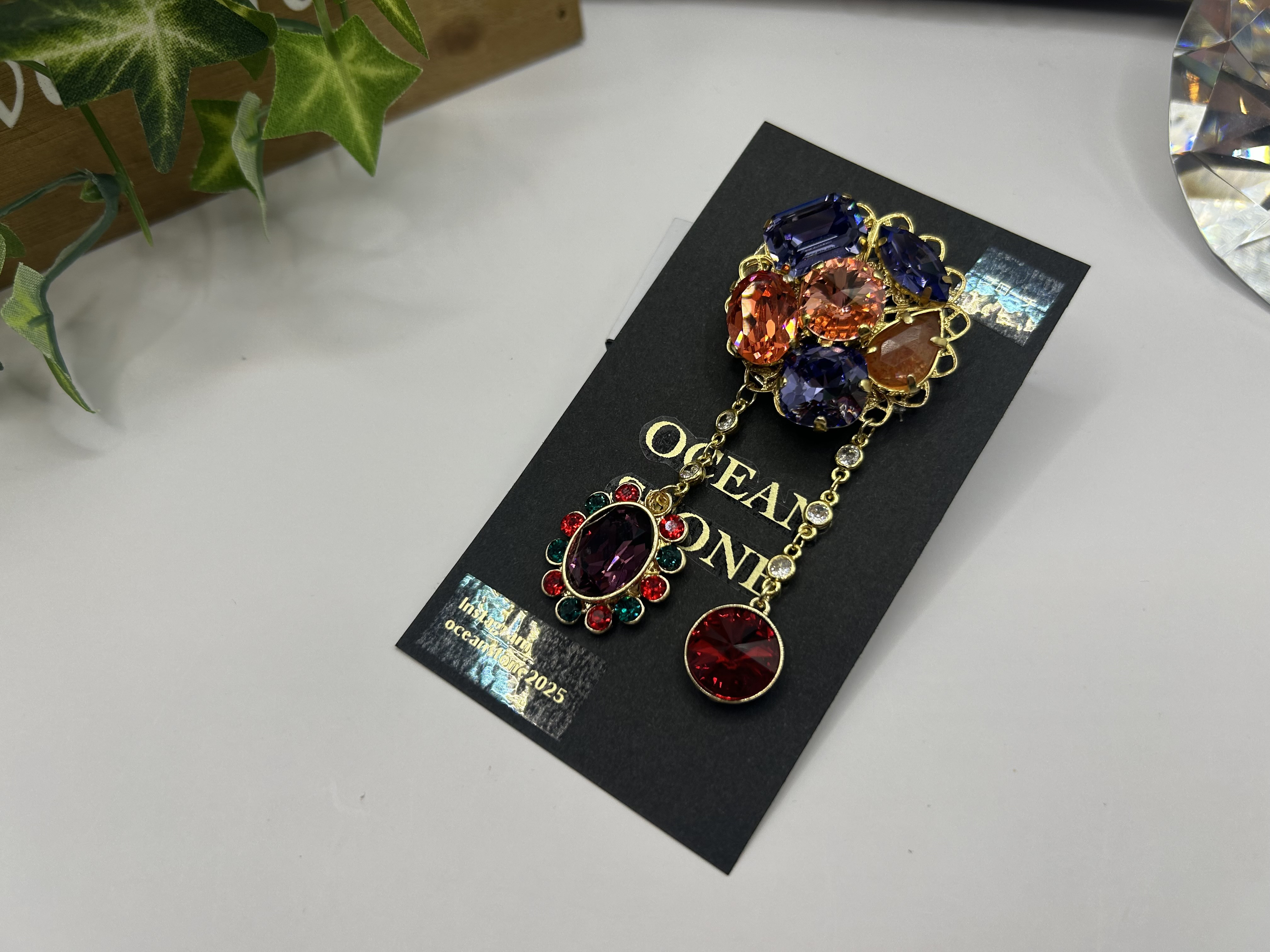 青紫✖️オレンジDXブローチ（ゴールド）OCEAN STONE