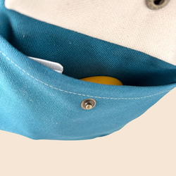 長財布ok⭐︎空色＋生成り帆布の猫boxerボディバッグ 5枚目の画像