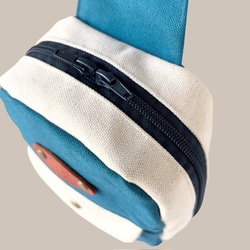 長財布ok⭐︎空色＋生成り帆布の猫boxerボディバッグ 11枚目の画像