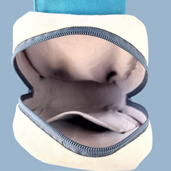 長財布ok⭐︎空色＋生成り帆布の猫boxerボディバッグ 12枚目の画像