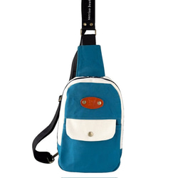 長財布ok⭐︎空色＋生成り帆布の猫boxerボディバッグ 3枚目の画像