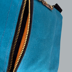 長財布ok⭐︎空色＋生成り帆布の猫boxerボディバッグ 7枚目の画像