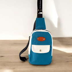 長財布ok⭐︎空色＋生成り帆布の猫boxerボディバッグ 16枚目の画像