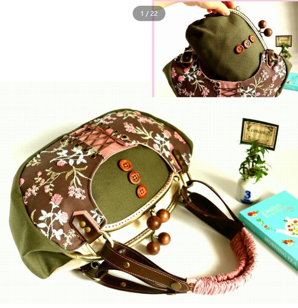 【新品未使用】m.soeur お花がたくさんガマ口バッグ 亥之吉 4寸縦型ポシェットがま口 さくらさく ピンク 桜咲く 調節
