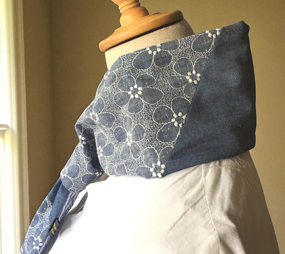 大人のクールマフラー◆リネン刺繍生地＆リップル生地◇数量限定 3枚目の画像