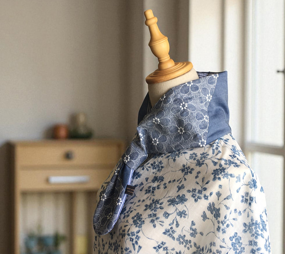 大人のクールマフラー◆リネン刺繍生地＆リップル生地◇数量限定 6枚目の画像