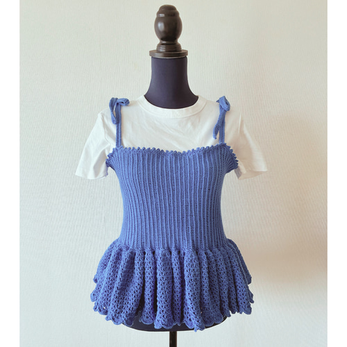 HOSHIページ　ハンドメイド　ニット　キャミソール　ボリュームフリル ボリュームたっぷり！4段フリルのキャミソールベスト↓詳細は