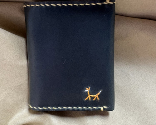 ハンドメイド　二つ折り　革　財布　クロムエクセル　　バタフライ　ウォレット 財布 ミドルウォレット 二つ折り クロムエクセル/ヌメ革