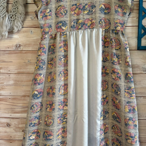 着物リメイク 浴衣のギャザーワンピース /M〜L ワンピース