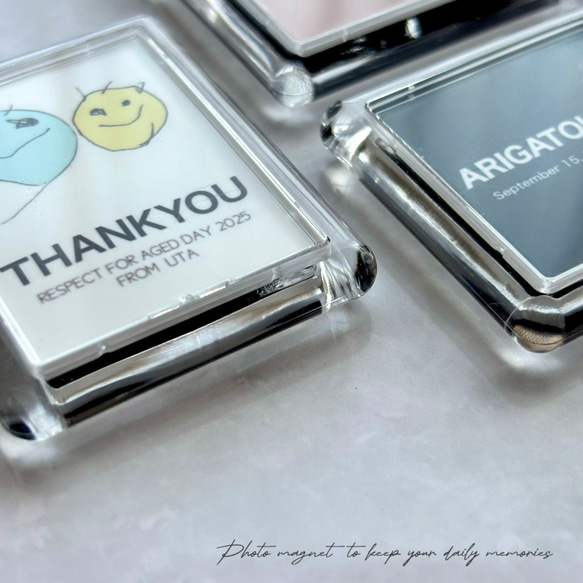 再販｜セット販売｜敬老の日｜おえかき×フォトマグネット｜子供の絵で作る世界に一つだけのマグネット♡ 3枚目の画像