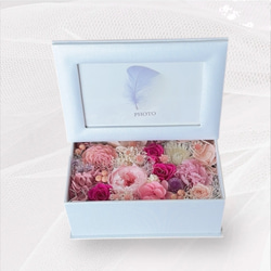 ピンクのお花のバスケット プリザーブドフラワーバスケット バスケット