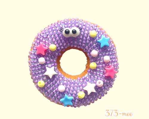 Pixie Bitesシリーズ》ポッピングドーナツ ラベンダー ビーズ刺繍