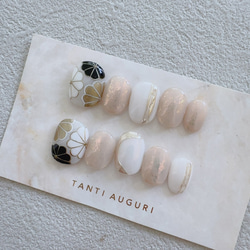 親指菊さん ネイルチップ エヌマケ 和風 着物用 前撮り 短め 小さめ 短い 小さい 成人式 振袖 和装結婚式 和柄 爪 2枚目の画像