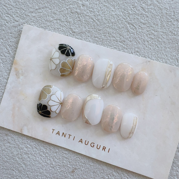 親指菊さん ネイルチップ エヌマケ 和風 着物用 前撮り 短め 小さめ 短い 小さい 成人式 振袖 和装結婚式 和柄 爪 2枚目の画像